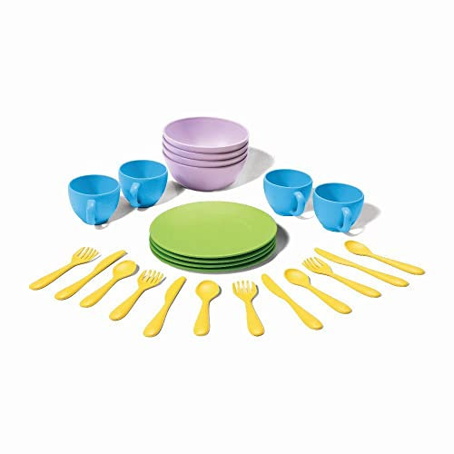Green Toys 8664052 Geschirrset für Kinderküche, Spielküche, Rollenspiel, nachhaltiges Küchenspielzeug für Kinder ab 24 Monaten, 24-teilig, CT