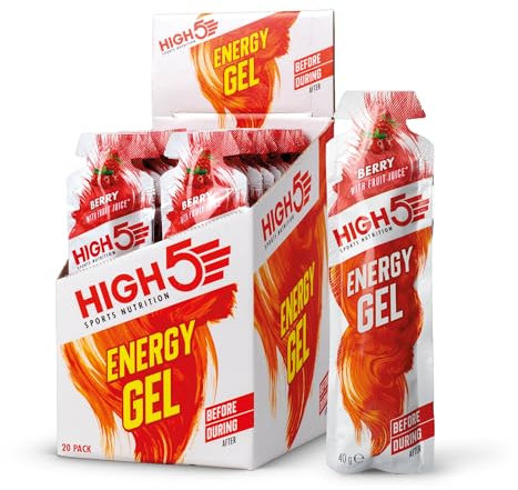 HIGH5 Energy Gels - Quick Release Sports Gels to Power Muscles for Peak Performance - Natural Fruit Juice & Caffeine-Free - On The Go Energy Boost for Running, Cycling and Endurance (Berry, 20 x 40g)