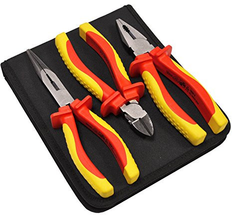 Faithfull Tools FAIPLVDESET VDE Plier Set with Pouch - Clear (3-Piece)