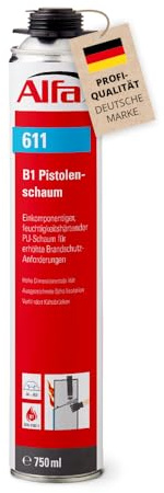 12x Alfa B1 Pistolenschaum (1K) 750 ml – Profi PU-Brandschutzschaum (9 l) | Profi-Qualität - Schwer entflammbarer Bauschaum nach DIN 4102 T1 - hohe Schallisolation - MPA-geprüfte Qualität