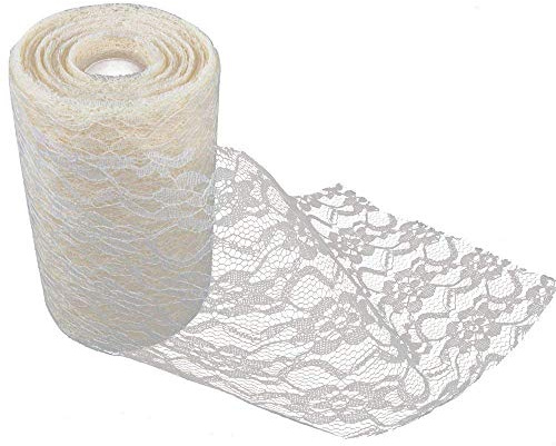 Hochzeit Home elfenbein/cremige Spitze Rolle ideal für Tischläufer, Stuhl Schärpe, Vintage Style Dekoration (15,2 cm X 25 Meter)
