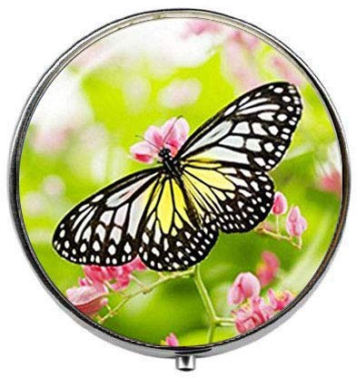 Luna Boîte à pilules en verre Motif papillons