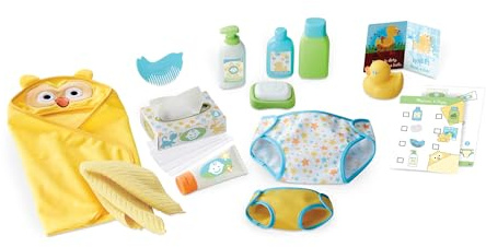 Melissa & Doug Mine to Love Changing & Bath Time Play Set for Dolls (Diapers, Pretend Shampoo, Wipes, Towel, More, 19 Pieces)