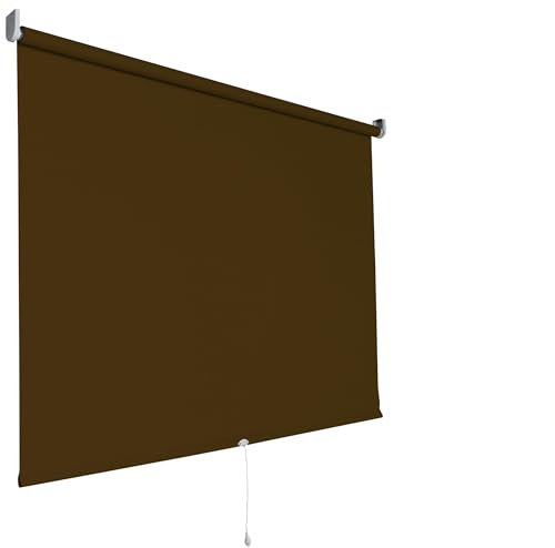 Springrollo Rollo Fenster | Stoff Blickdicht lichtdurchlässig | 13 Farben | Breite 62-202 cm Höhe bis 180 cm | Mittelzugrollo Schnapprollo anschraubbar (Größe 152 x 180 cm, Farbe Cappuccino, Braun)
