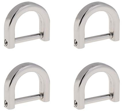 EXCEART 4 Stück D Ring mit Schraube Metall U-Form Hufeisen Schäkel Schlüsselhalter DIY Leder Handwerk Schnalle Geldbörse Gürtel Verschlüsse Ersatz für Sollte Tasche (Silber)