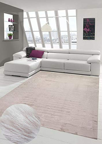 Teppich-Traum Runder Shaggy Kunstfell Hoch- & Langflor Flokati Unifarben rosa Größe 80 cm Ø