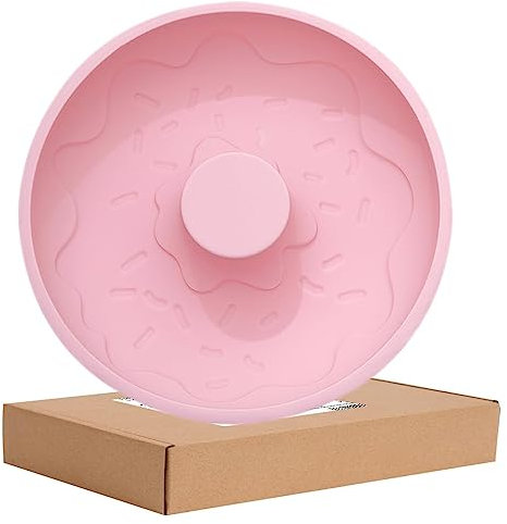 REKIDOOL Molde de silicona para rosquillas de gran tamaño, antiadherente, para rosquillas, 20,3 cm, color rosa