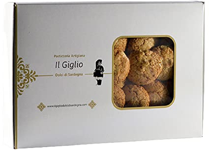 AMARETTI - Biscotti Artigianali della tradizione Sarda con mandorle dolci e amare - Pasticceria Artigiana Il Giglio Dolci di Sardegna - Confezione rigida riciclabile 1Kg