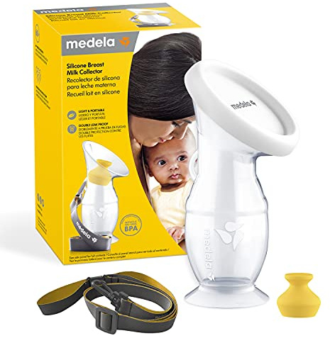 Medela Milchsammler aus Silikon, mit auslaufsicherem Stopfen, Saugfuß und Umhängeband, 100 ml