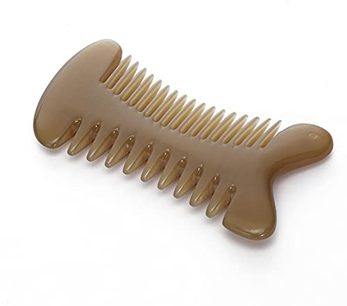Haarkamm, Kamm Zum Entwirren Von Haaren Aus Echtem Horn, Verdickender Antistatischer Meridian-Entwirrungskamm Handgeschnitzter Hornkamm Für Die Meisten Haartypen (1.0-1.1cm thickness)