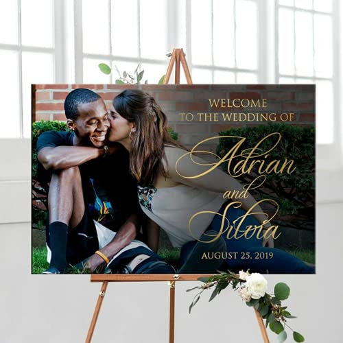 Cartello di benvenuto con decorazione per matrimonio personalizzato con foto cartello fotografico per ingresso personalizzato per matrimoni, feste di fidanzamento, tela personalizzata con le tue foto