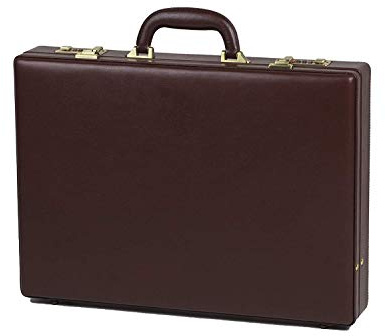 Quindici Genuine Leather Slim Attache Case Business Briefcase Twin Combintion Locks Cognac QD-0002 -Cognac
