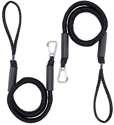 Arola Bungee Boat Dock Line med klämma i rostfritt stål, förtöjningsrep, bungee rep, PWC dockline båttillbehör, perfekt för jetski, båtar, kajak, ponton, kanot, wave runner 2-pack