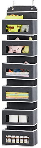 YOUTENOVAY DHC009 Rangement à suspendre sur porte avec 6 poches transparentes pour fenêtre, crochets en acier pour jouets, chambre d'enfant