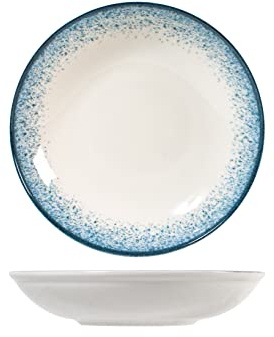 H&H Jupiter - Plato multiusos de porcelana, 25 cm, diseño moderno, elegante, para servir los platos, tonos azules