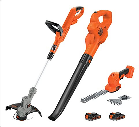 Black & Decker, kit combinato senza fili, 20 V, tagliasiepi e spazzatrice, 2 batterie e caricabatterie inclusi (BCK3789D2)