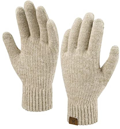 Femmes Hiver Chaud Gants Tactiles Thermique Tricoter Gants pour Temps Froid Cadeau, Beige, Taille unique