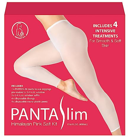 PANTASLIM Le kit original avec 4 traitements – collants drainants anti-cellulite avec sel rose de l'Himalaya – y compris pantalon en cartene et tanga jetable – Inci 99 % d'origine naturelle