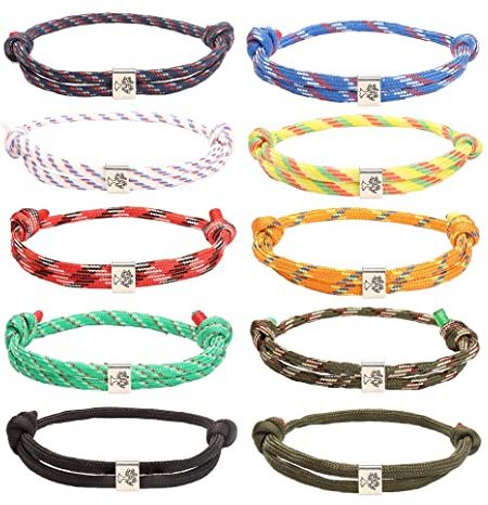Adramata 10 st nautiska armband för män och kvinnor – unisex surf wave-armband, handgjorda av segelrep livets träd, färgglada, justerbara, (flexibel)
