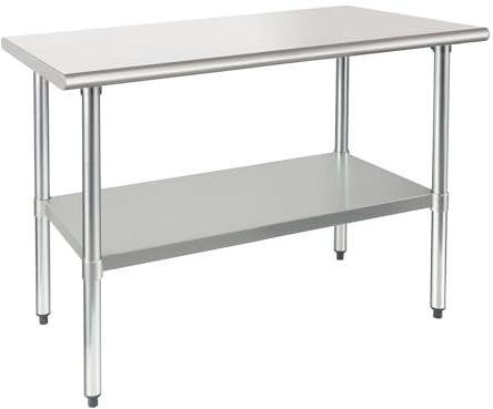HARDURA Edelstahltisch 61×122cm mit Unterregal und verzinkten Beinen Schwerlasttische für Restaurant, Küche, Haus und Hotel