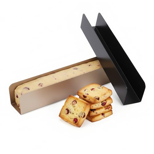 HEMOTON Lot de 2 Moules à Biscuits en U, Moule Rectangulaire Pâtisserie, Acier au Carbone Antiadhésif, Compatible Lave-Vaisselle et Four, Idéal pour Sablés de Pâques et Gâteaux, Noir et Doré