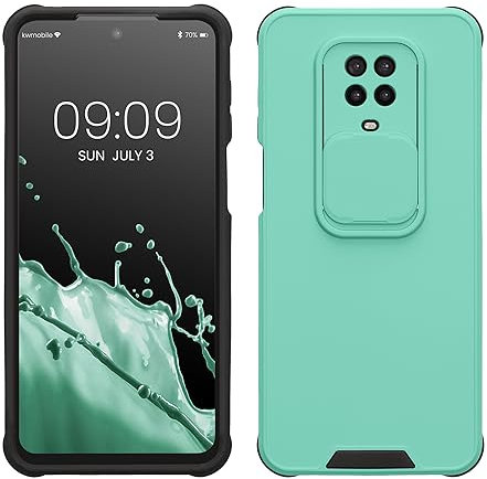 kwmobile Carcasa Compatible con Xiaomi Redmi Note 9S / 9 Pro / 9 Pro MAX - Funda con Tapa deslizable para cámara - Color Menta