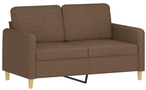 vidaXL Sofa 2-Sitzer, Loungesofa Couch mit Armlehnen Rückenkissen, Wohnzimmersofa Designsofa mit Metallgestell, Sitzmöbel Zweisitzer, Braun Stoff