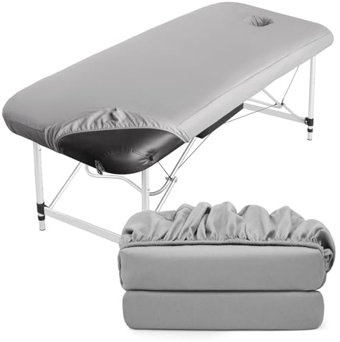 Tvvcalk 2pcs Massageliege Bezug, Waschbar Spannbezug für Atmungsaktive 70x190x12cm, Grau