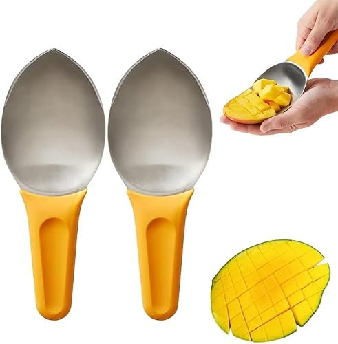 Velae Lot de 2 cuillères multi-usages en acier inoxydable pour pastèque, avocat, kiwi, gadget de cuisine pratique