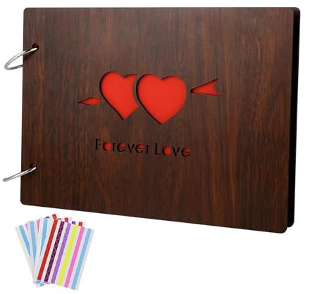 DIY Fotoalbum, Holz, Ringbuch, Geschenk, Hochzeit, Erinnerungen, Schnitzerei, Vintage-Leder, Fotoecken, individuell gestalten.