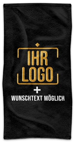 Print Royal PR Personalisiertes Handtuch mit Logo & Wunschtext - Handtuch mit Firmenlogo Bedrucken, Werbegeschenke, Verein, Abschiedsgeschenk Kollegen | Fotohandtuch, 50 x 100 cm Hochformat