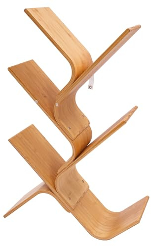 Aohuada Bücherregal aus Bambus, 5 Etagen, vertikal, modern, Büro, Aufbewahrung von Büchern, kreativ, gebogen, Bücherregale, Eckregal