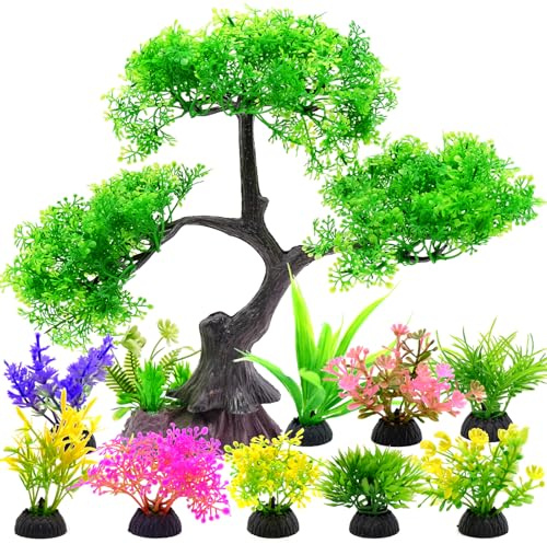 JJQHYC 10 Stück Aquarium Dekoration Grün Aquarium Pflanzen Künstlich Plastikpflanzen Dekoration Aquarium Wasserpflanzen Künstlich Pflanzen