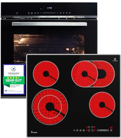 Cuisinière: 60cm Four encastrable EB8017ED + 59cm Plaque Eletrique CH5901AL | Catalyse | Fonction pizza | Gril | Circulation de l'air | Air chaud | Timer automatique | SET8017CH59AL