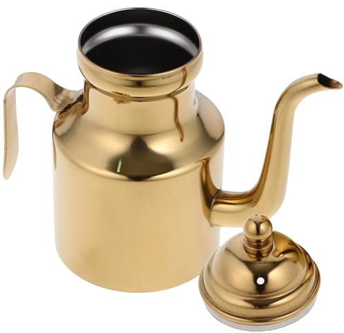 YARNOW Edelstahl Ölspender Für Küche Edelstahl Öltopf Mit Langem Ausguss Multifunktionale Ölkanne Für Essig Und Sauce Hitzebeständig Und Praktisch Unzen