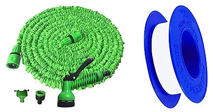 Tubo da giardino retrattile 25 45,7 m, flessibile e leggero, per Magic Garden, tubo in plastica espandibile con lunghezza massima 45 m, verde (7,5 m)