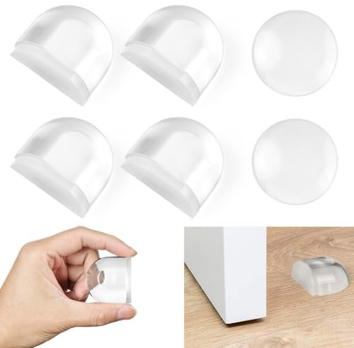 AOOTE Clear Self-Adhesive Floor Door Buffers, 6 Pcs Clear Doors Stoppers, Semi-Circular Floors Doors Stop Protect Wall from Damage, Self Adhesive Doorstop for Home, Bedroom, Office, Transparent