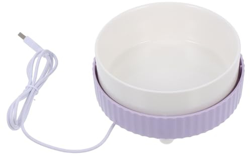 ibasenice Bebedero a Temperatura Constante dispensador de Cuencos de Agua para Perros Bebedero calentado para Perros Calentador de Agua de Pollo tazón calentado cerámica Violet