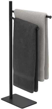 Relaxdays Portasciugamani a 2 Bracci Mobili, Piantana da Bagno, HLP: 78,5x33,5x14 cm, Porta