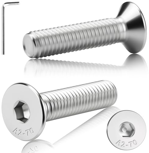 Sturiz 30 Stk M5X20mm Senkkopfschrauben Edelstahl DIN 7991 A2 V2A Senkkopf Innensechskant Senkschrauben Vollgewinde mit Innensechskantschlussel Silber Flachkopfschrauben für Maschinen Geräte und Möbe
