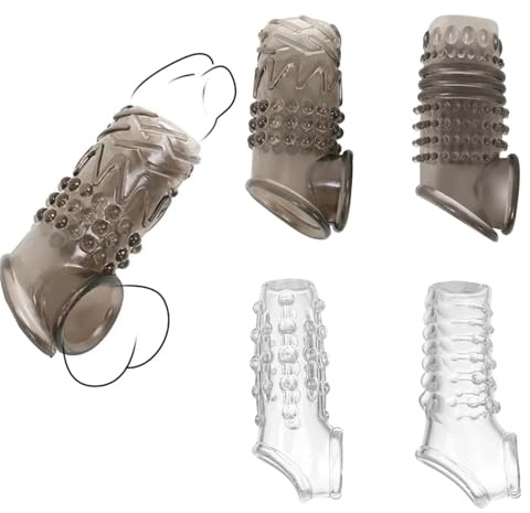 4 Piezas Diferentes Modelos De Fundas de Suave Silicona Flexibles y Retráctiles, Retraso de Eyaculación, Anillo Pene Hombre, Fundas para Pene en Juguetes Eróticos para Pareja Sexuales, Reutilizables