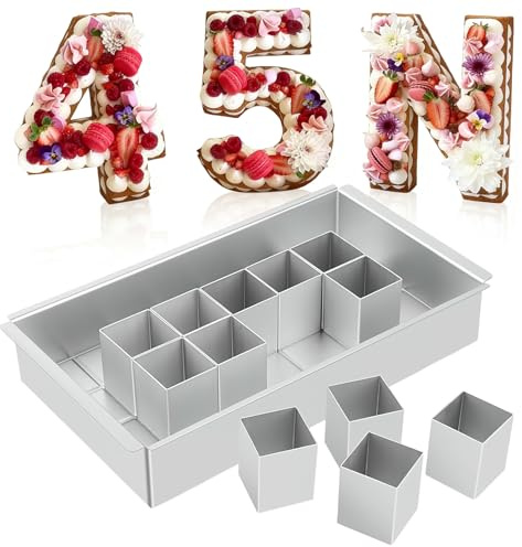 dellyy Kuchenform Zahlen, Diy Backformen Set, Buchstaben Backform, Verstellbare Antihaftbeschichtung Kuchenformen, 0-9 Zahlen Kuchenform