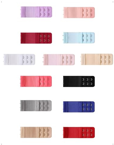 SanKristo 12 Pezzi Estensioni Reggiseno, Prolunga Reggiseno, 2/3 Ganci 3 File Allunga Reggiseno Set da Donna, Morbida e Confortevole, Estensione Biancheria Intima per Gravidanza, 13 Colori