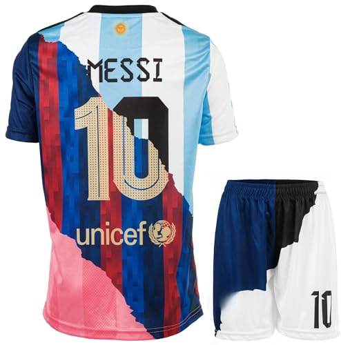 HUSSATEX Leo. Trio Special Vintage Edition Leo #10 Kinder Fußball Trikot & Shorts Geschenkset Jugendgrößen (Mix, 128)