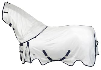 4Horses Fliegendecke Multi Defender, atmungsaktive Pferdedecke mit UV-Schutz, Insektenschutz, abnehmbarem Halsteil und Kreuzbegurtung