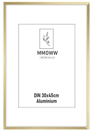 MMOWW 12x18 Photo Frame Aluminum Shatterproof Acrylic, Wall/Tabletop, Gold | 30 x 45CM, Metal Picture Frame, Shatterproof Acrylic Glass, Modern Display Frame, Wall Mount or Tabletop