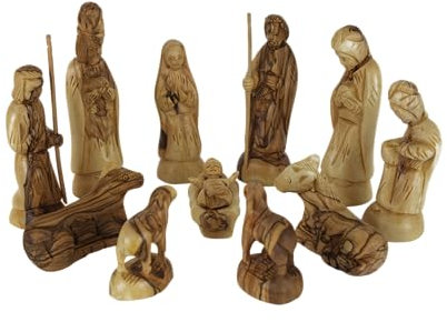 Holy Land Imports Weihnachtskrippen-Set, Olivenholz, 12-teilig