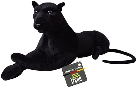 TE-Trend XXL Stofftier Panther 80cm - weiches und langlebiges Panther Plüschspielzeug - Plüsch Raubkatze Kinder und Erwachsene - Schwarze Plüschkatze realistisch gestaltet