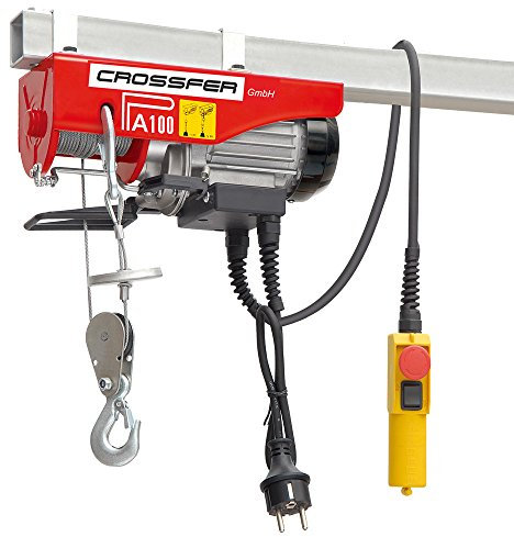 Paranco a fune Crossfer PA100 Verricello a fune con puleggia di ritorno Capacità di sollevamento 50/100KG altezza di sollevamento 8 / 4m 230V