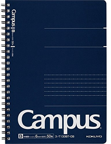 KOKUYO Campus Twin Ring Notebook, Business Type, Dot B 6mm Ruled, A5, 50 Sheets, 30 Lines, Navy Cover, Japan Import (SU-T133BT-DB)